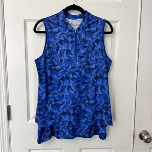 18 Birdies Golf Outfit Womens M Blue geometric print golf athletic tennis Set